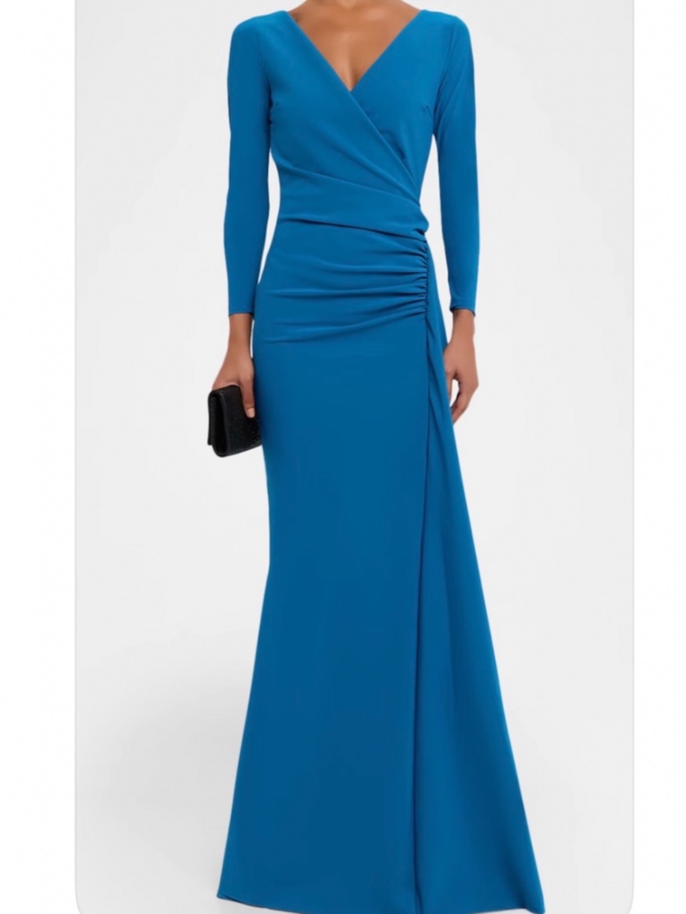 New Chiara Boni Koly Draped Gown with Sleeves Sz 12